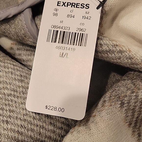 Express faux Wool Plaid Belted Cape Coat M/L - Picture 3 of 4